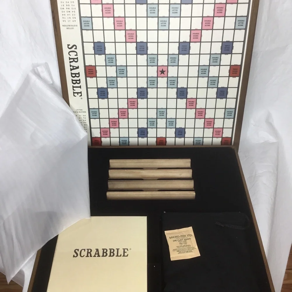 WS Game Company Scrabble Deluxe Vintage Edition Rotating Game Board Wood 2020